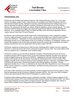 CV for Neil Broom Expert Witness in Computer Forensics Investigations in Madison